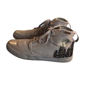 Bangs Hi Top Sneakers Unisex Mens 8 Women’s 9.5 Grey Embroidered Forrest Moon